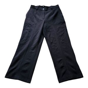 Editor's Cut Black Wide-Leg Pants 12 Belted High-Waist Faux Pockets Work Trouser